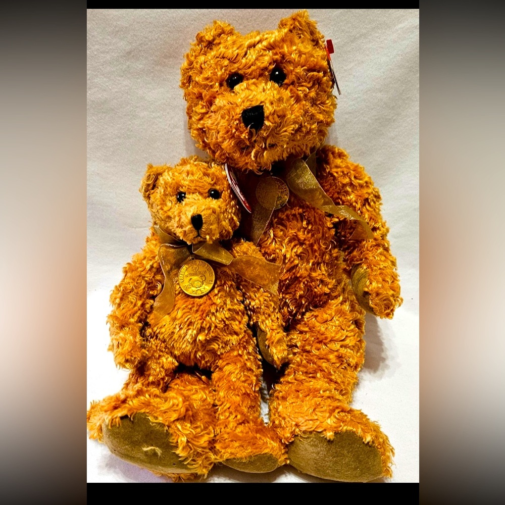 Teddy  wears a golden mesh with a golden coin (set of2)